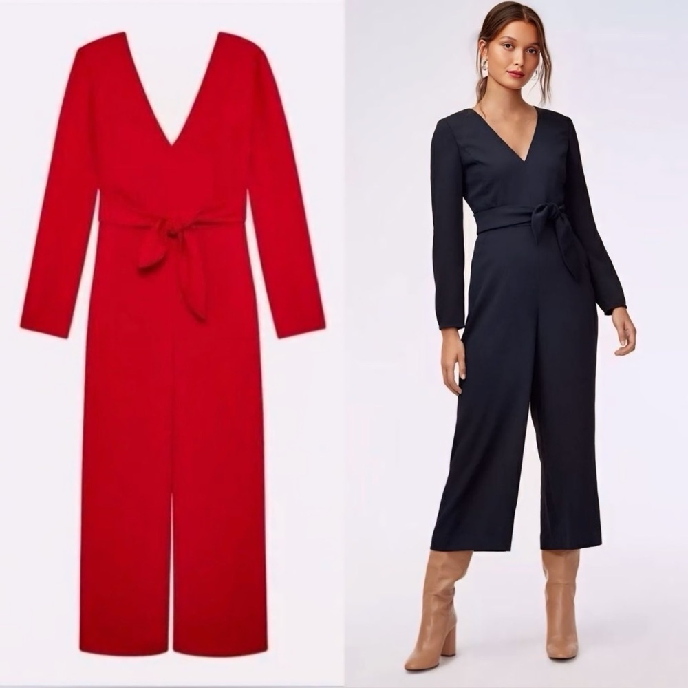 Aritzia Wilfred Ecoulement Tie-Waist Red Midi Jumpsuit | 4